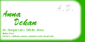 anna dekan business card