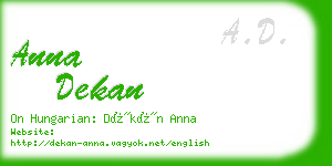 anna dekan business card